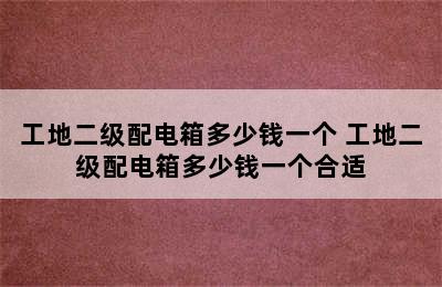 工地二级配电箱多少钱一个 工地二级配电箱多少钱一个合适